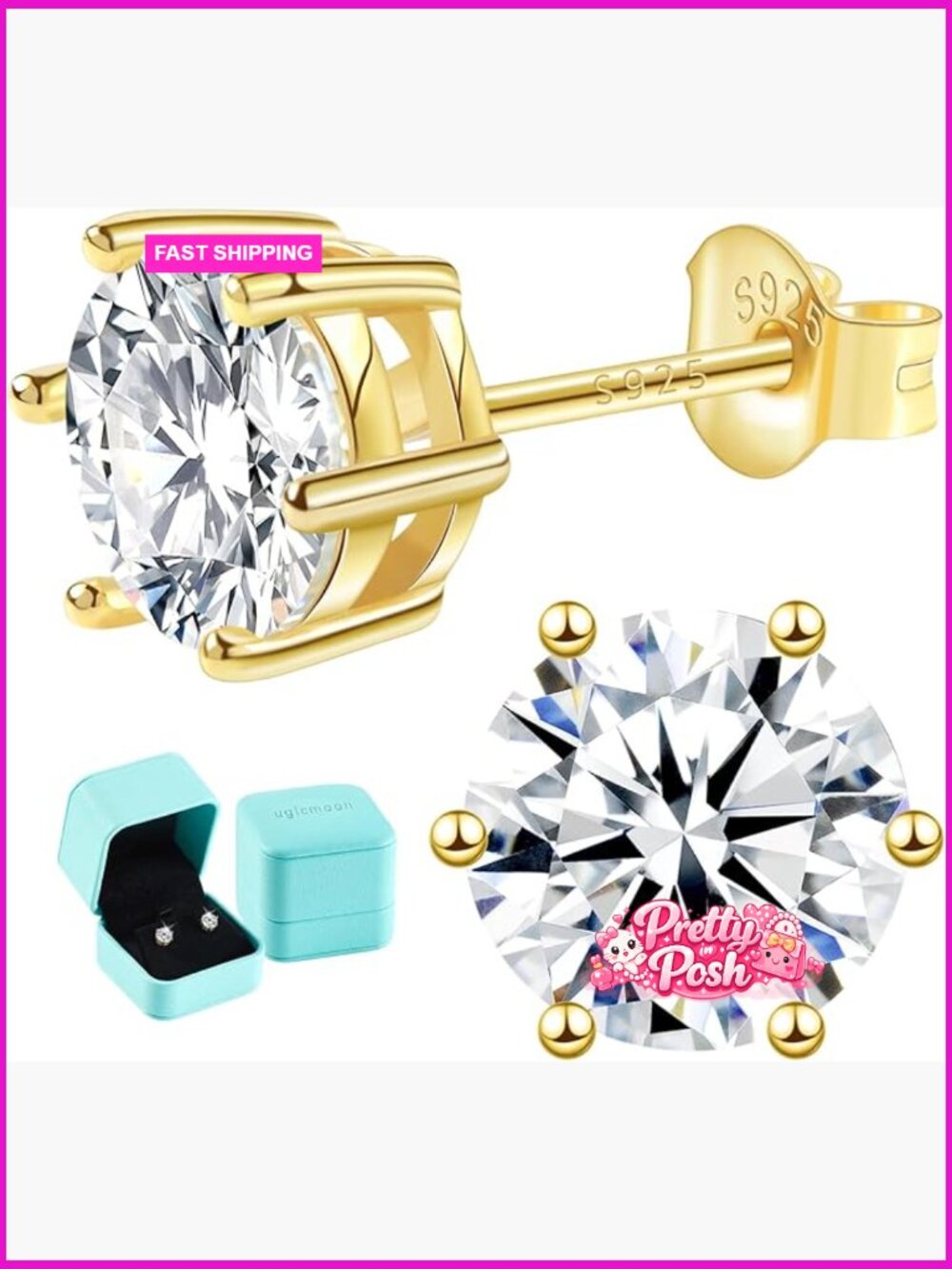 Moissanite Lab Created Diamond Solitaire Stud Earrings 0.6-3ctw VVS1 925